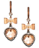 Betsey Johnson Rose Gold-Tone Heart Earrings