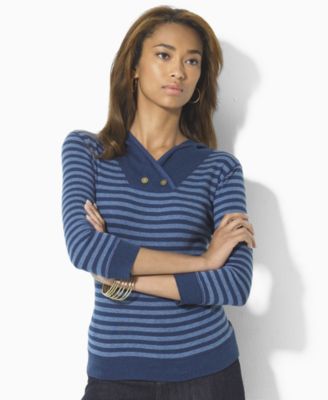 Lauren Jeans Co. Hoodie, Nasiro Three Quarter Sleeve Striped 