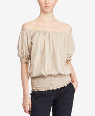 Lauren Ralph Lauren Smocked Off-The-Shoulder Top
