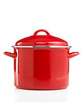 Martha Stewart Collection Enameled Steel Stock Pot, 8 Qt. Red