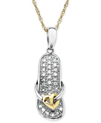 Diamond Necklace, 14k White Gold Diamond Accent Flip Flop Diamond ...