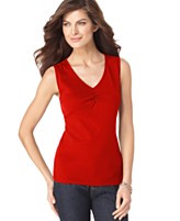 Karen Scott Top, Sleeveless Ruched Tank Karen Scott Top, Sleeveless Ruched Tank