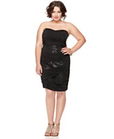 Trixxi Plus Size Dress, Strapless Sequin Bandage Trixxi Plus Size Dress, Strapless Sequin Bandage
