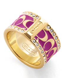 COACH HOLIDAY COACH PAVE SIGNATURE ENAMEL RING
