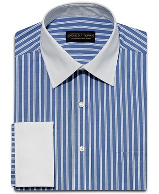 White Shirt Dress on Donald Trump Dress Shirt  Blue White Stripe White Collar French Cuff