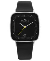 Macyskagen Watches  on Skagen Denmark Watch  Men S Black Leather Strap 34mm H04lslb   Limited