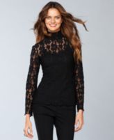 INC International Concepts Top, Long-Sleeve Lace Turtleneck