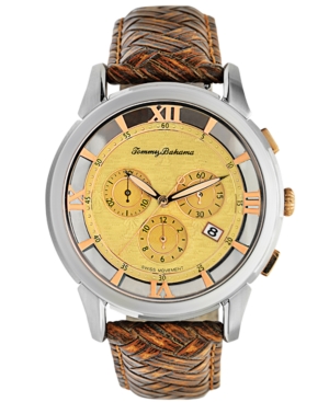 UPC 836024009787 product image for Tommy Bahama Watch, Men's Swiss Chronograph Honey Brown Woven Leather Strap 42mm | upcitemdb.com