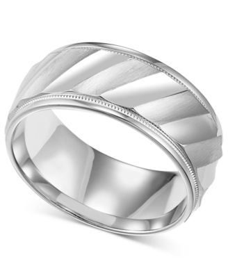 Triton Men's Stainless Steel Ring, Black Design Wedding Band