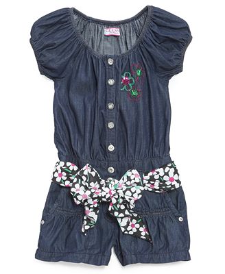 GUESS Kids Romper, Little Girls Belted Chambray Romper