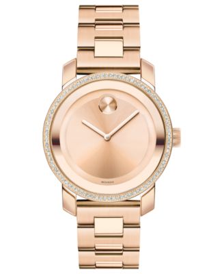 Movado Watch, Swiss Bold Diamond (2/5 ct. t.w.) Rose Gold Ion-Plated ...