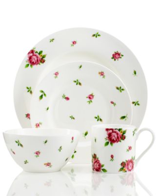 Royal Albert Dinnerware Country Rose White Vintage Casual 4-Piece Place Setting