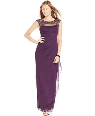xscape beaded sleeve gown