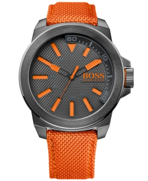 UPC 885997113663 product image for Hugo Boss Men's Boss Orange Orange Woven Nylon Strap Watch 50mm 1513010 | upcitemdb.com