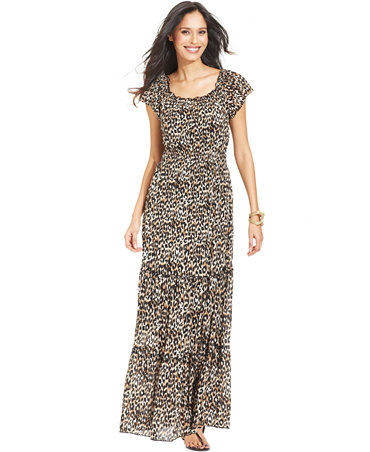 Style&co. Animal-Print Peasant Maxi Dress - Dresses - Women - Macy&#39;s