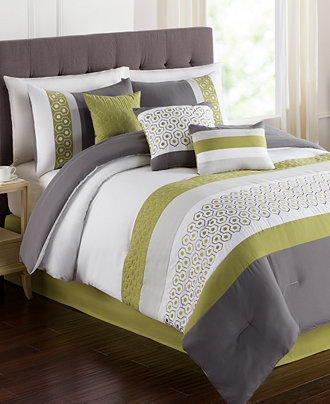 Grove 7 Piece Queen Embroidered Comforter Set - Bed in a Bag - Bed & Bath - Macy&#39;s