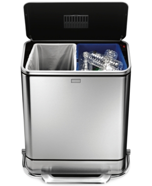 UPC 838810009612 product image for simplehuman 48L Steel Bar Dual Recycler Step Trash Can | upcitemdb.com