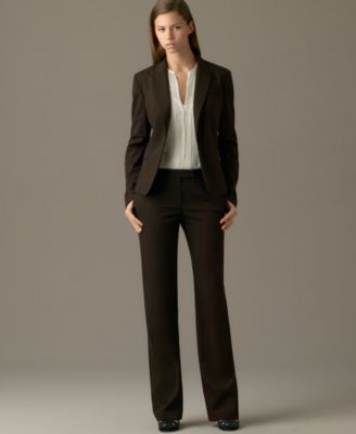 Calvin Klein Wool One-Button Jacket, Pleated Silk Blouse & Narrow-Fit Pant