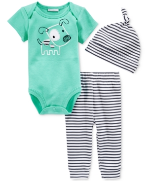 UPC 706255402476 product image for First Impressions Baby Boys' 3-Piece Dog Bodysuit, Stripe-Leggings & Hat Set, On | upcitemdb.com