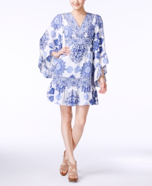 UPC 700770632547 product image for Betsey Johnson Printed Bell-Sleeve A-Line Dress | upcitemdb.com