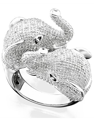 Sterling Silver Diamond Elephant Ring