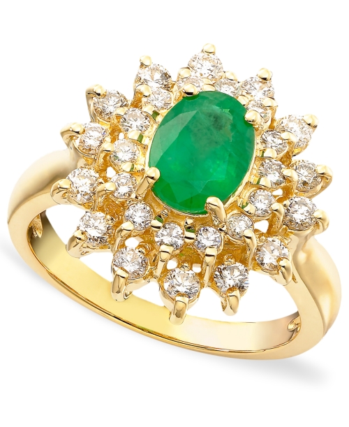 Royalty Inspired by Effy Emerald (1-1/8 ct. t.w.) and Diamond (3/4 ct. t.w.) Ring in 14k Gold