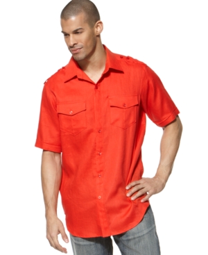 Sean John Big and Tall Shirt, Solid Military