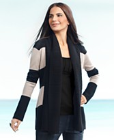 INC International Concepts Cardigan, Long Sleeve Thick Stripe Open Front