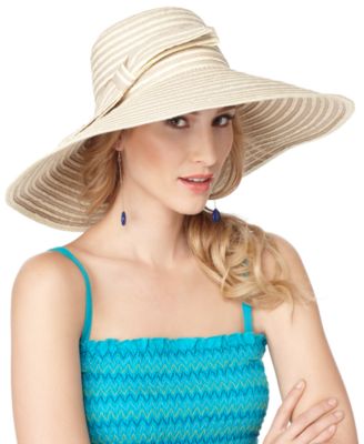 Nine West Hat, Straw Floppy with Bow