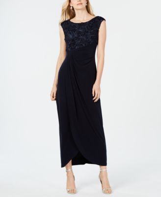 Connected Soutache Faux-Wrap Gown Hunter Green 12