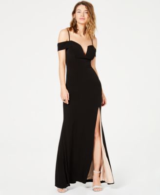 City Studios Juniors Off-The-Shoulder Maxi BlackPeach 1