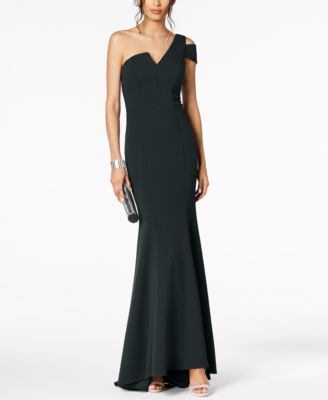 Betsy Adam One-Shoulder A-Line Gown Black 4