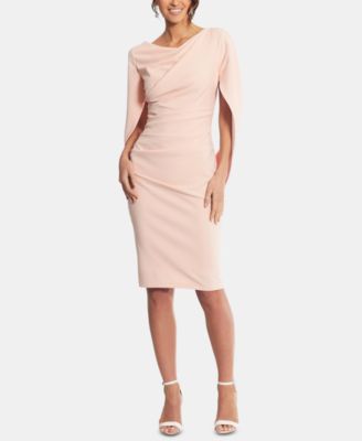 Betsy Adam Caped Sheath Dress White 10