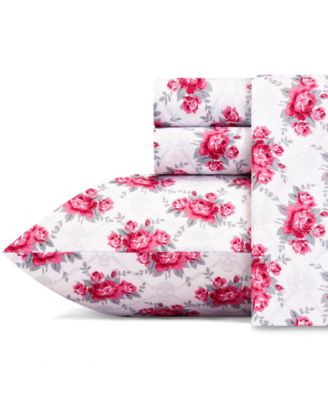 Betsey Johnson Je Taime Paris Sheet Set, Quee Skull Rose Trellis Queen