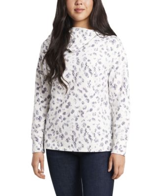 VINCE CAMUTO Womens Ivory Stretch Animal Print Long Sleeve Top XS