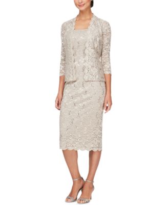 SL Fashions Petite Lace Jacket Midi Dres Eggplant 16