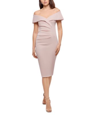 XSCAPE Off-the-Shoulder Sheath Dress Marine 12