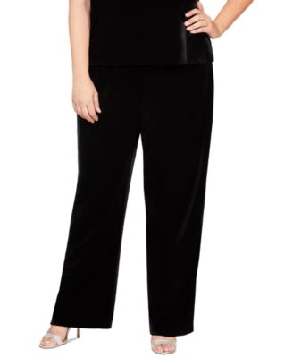 Alex Evenings Plus Size High-Rise Pull-On Ve Black 2X