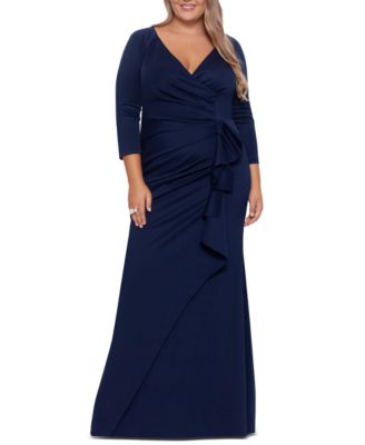 XSCAPE Plus Size Side-Ruffle Ruched G Midnight 18W