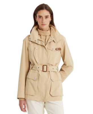 LAUREN RALPH LAUREN Womens Beige Pocketed Belted Water-repellent Finish Zip up Jacket XXL