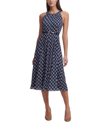 Tommy Hilfiger Printed Belted Halter Midi Dre Ivorysky Captain 6