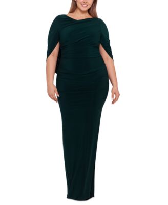 Betsy Adam Plus Size Ruched Gown Forest 18W