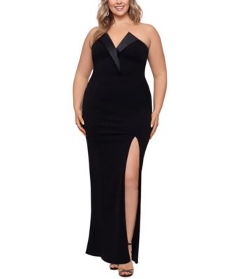 Betsy Adam Plus Size Strapless Gown Black 18W