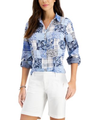 Tommy Hilfiger Womens Cotton Patchwork-Print 195105183182 S RT $69.5