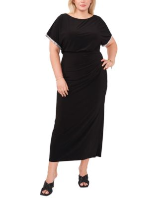 MSK Plus Size Embellished-Trim Blo Black 3X