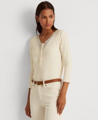 Lauren Ralph Lauren Women's Lace-Trim Henley Top