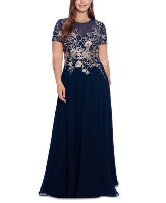 Betsy Adam Plus Size Beaded Embroidered G Navygold 14W