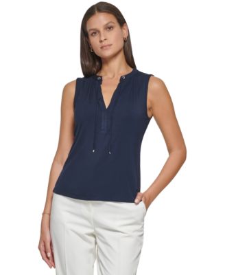Tommy Hilfiger Womens Tie-Neck Tank Top 195105043066 LARGE RT $54.0