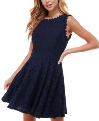 City Studios Juniors Lace Fit-and-Flare Dr Navy 3