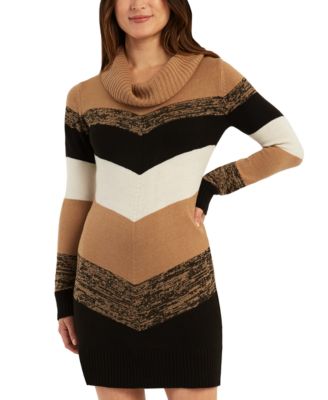 BCX Juniors Chevron-Print Sweater Heather Grey XL